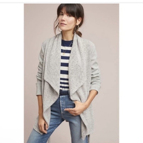 Anthropologie Dolan Size Medium Gray Northfield Cardigan Sweater Belted - Picture 2 of 6